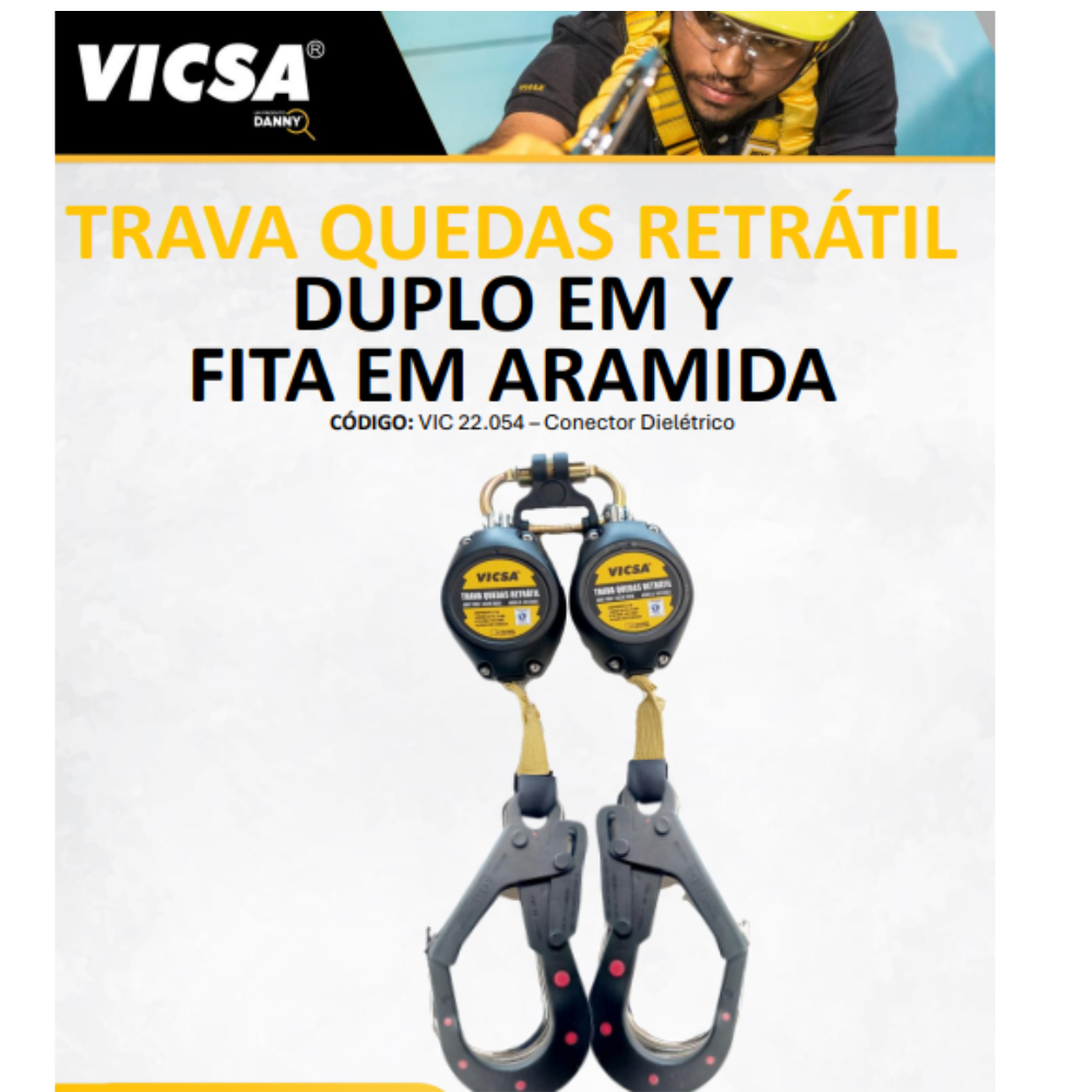 TRAVA-QUEDAS RETRÁTIL DUPLO EM Y – ARAMIDA DIELÉTRICA VIC22054