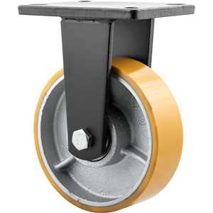 Rodízio fixo industrial 6", de poliuretano e ferro fundido, laranja, VONDER