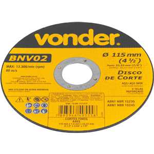 Disco de corte 115 mm x 1 mm x 22,23 mm, BNV 02, VONDER