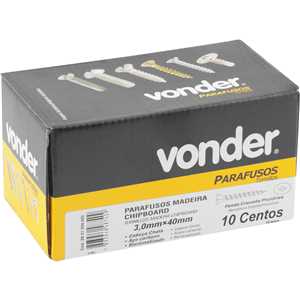 Parafuso madeira chipboard, cabeça chata, fenda cruzada/pozidrive, 3,0 mm x 40,0 mm, VONDER
