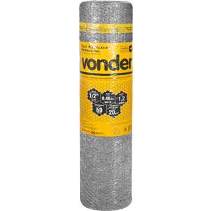 Tela metálica hexagonal, viveiro, malha 1/2", 26 BWG x 1,2 m, com 50 m, VONDER