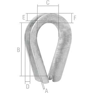 Anilha/sapatilho para cabo de aço, 9,53 mm - 3/8", cartela com 1 peça VONDER