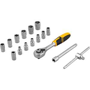 Jogo de soquetes sextavados com encaixe de 1/4", 4 mm a 13 mm, com catraca, 16 peças, VONDER