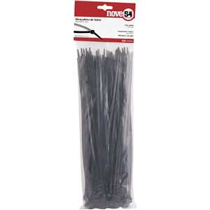 Abraçadeira de nylon, preta, 140 mm x 3,6 mm, com 100 peças, NOVE54
