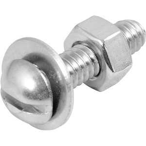 Parafuso máquina inox cabeça redonda, 1/4" x 1", com porca e arruela lisa, VONDER