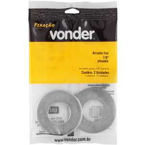 Arruela lisa 7/8", zincada, cartela com 2 peças, VONDER