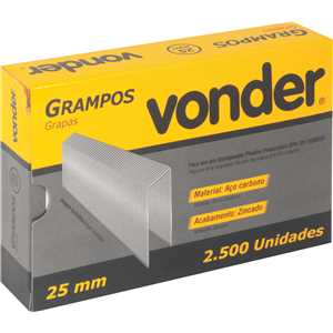 Grampo 25 mm para grampeador GPV 201, caixa com 2.500 peças, VONDER