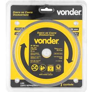 Disco de corte diamantado, 180 mm x 25,4 mm, liso, VONDER