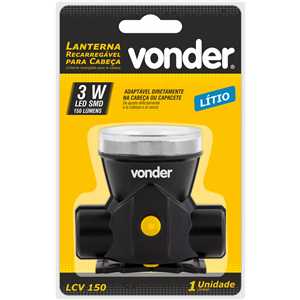 Lanterna de LED para cabeça, recarregável, LCV 150, VONDER