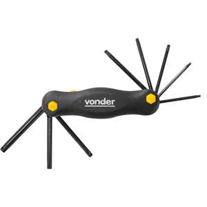 Jogo de chaves hexalobular, T9 a T40, com suporte plástico, 8 peças, VONDER