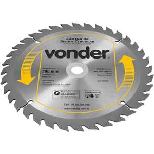 Lâmina de serra circular com dentes de metal duro/vídea, 200 mm x 30 mm, 36 dentes, VONDER