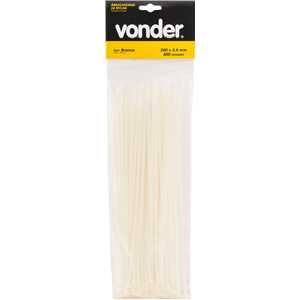 Abraçadeira de nylon, branca, 280 mm x 3,6 mm, com 100 peças, VONDER