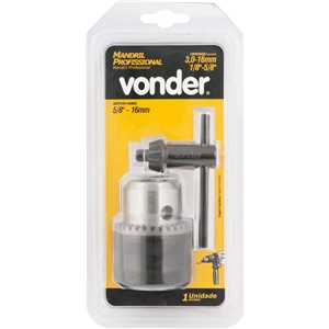 Mandril com chave, 3,0 mm - 16,0 mm, 1/2" x 20 fios, profissional, VONDER