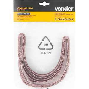 Lixa em cinta, 454 mm x 15 mm, G 60, embalagem com 5 peças, VONDER