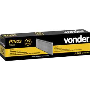 Pino 15 mm PPV-15, caixa com 2.500 peças, VONDER