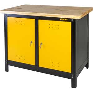 Bancada fechada com tampo de madeira e 2 portas, 1.100 mm x 920 mm x 600 mm VONDER
