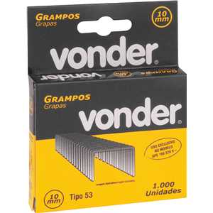 Grampo 10 mm, para grampeador GPE 168, caixa com 1.000, VONDER