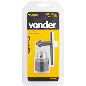 Mandril com chave, 1,5 mm - 10,0 mm, 3/8" x 24 fios, profissional, VONDER