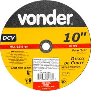 Disco de corte 254 mm x 3,2 mm x 19,05 mm DCV, VONDER