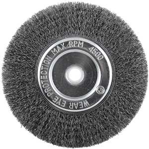 Escova circular de aço, ondulada, 6" x 1/2" x 5/8" (152,4 mm x 12,7 mm x 15,9 mm) VONDER