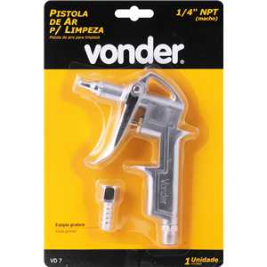 Pistola de ar para limpeza, rosca 1/4" NPT, com gatilho, VD 7, VONDER