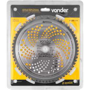 Lâmina circular com vídea, para roçadeiras, 255 mm x 25,4 mm, 62 dentes, VONDER