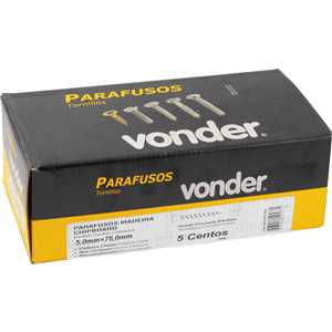 Parafuso madeira chipboard, cabeça chata, fenda cruzada/phillips, 5,0 mm x 75,0 mm, VONDER