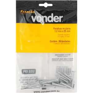 Parafuso madeira 3,2 mm x 25 mm, cabeça chata, zincado, VONDER