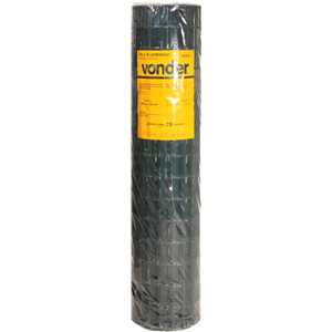 Tela alambrado, verde, malha 10 cm x 5 cm, fio 2,5 mm, com 1,5 m x 25 m (altura x comprimento), VONDER