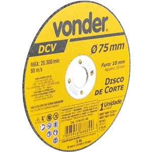 Disco de corte 75 mm x 1,4 mm x 10 mm DCV, VONDER