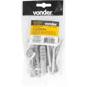 Gancho 4,8 mm x 70 mm, com bucha de nylon 10 mm, G-10 VONDER
