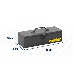 Caixa metálica para ferramentas, tipo baú, 35,0 cm x 12,0 cm x 10,0 cm, VONDER
