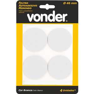 Feltro autoadesivo branco, redondo, 46 mm, VONDER