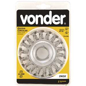 Escova circular 4.1/2" x 1/2" x 7/8" torcida em aço inox VONDER