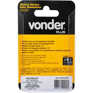 Engate rápido para mangueira 1/2", passagem livre VONDER PLUS