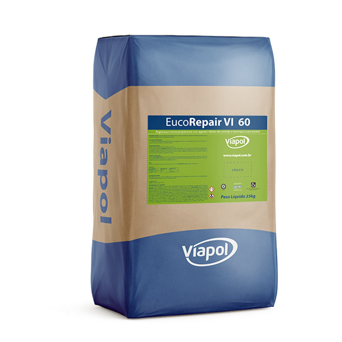 EucoRepair VI60 Viapol argamassa monocomponente tixotrópica de reparo de concreto armado com fibras
