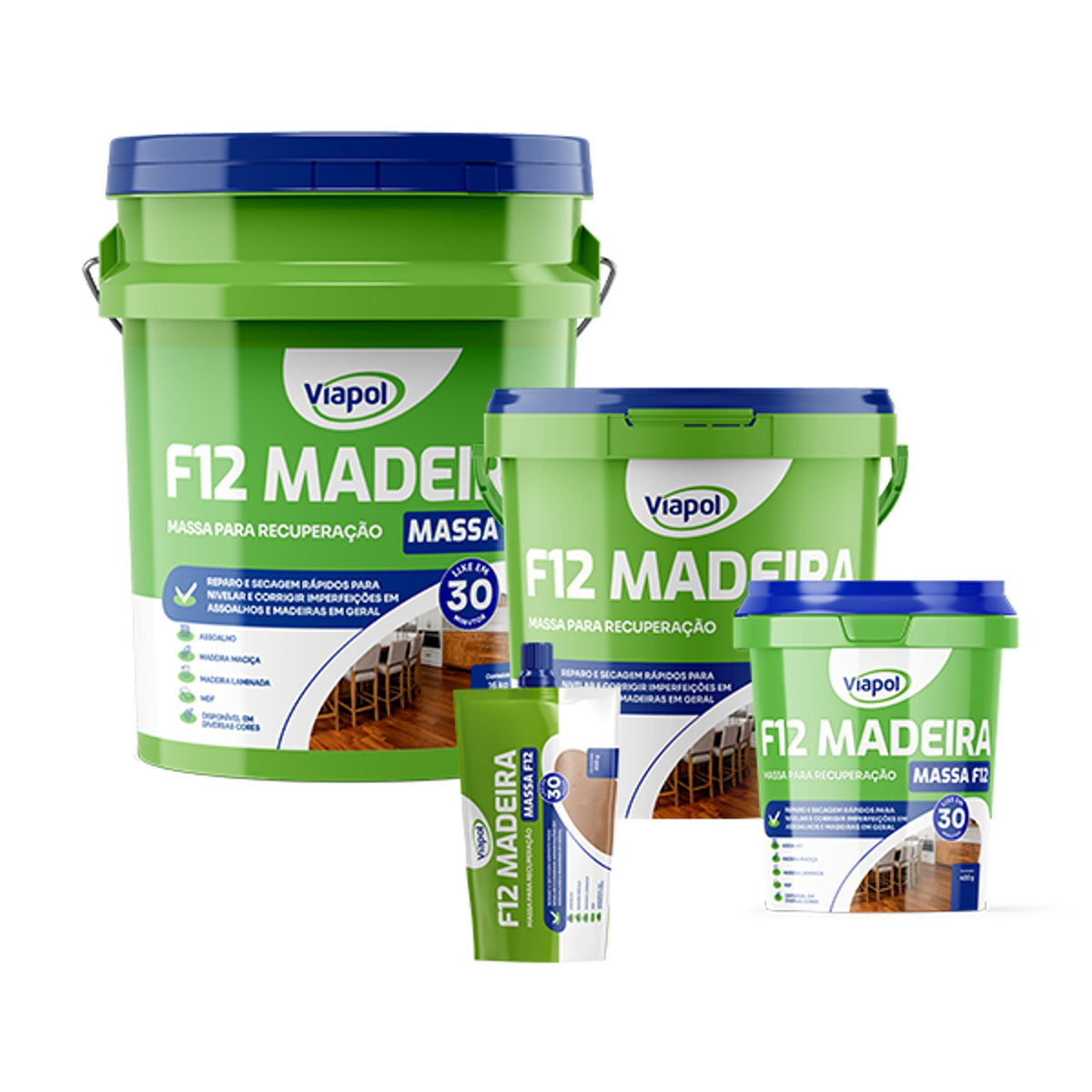 Viapol F-12 massa acrílica para madeira em 12 cores para calafetar assoalho, MDF e madeira maciça