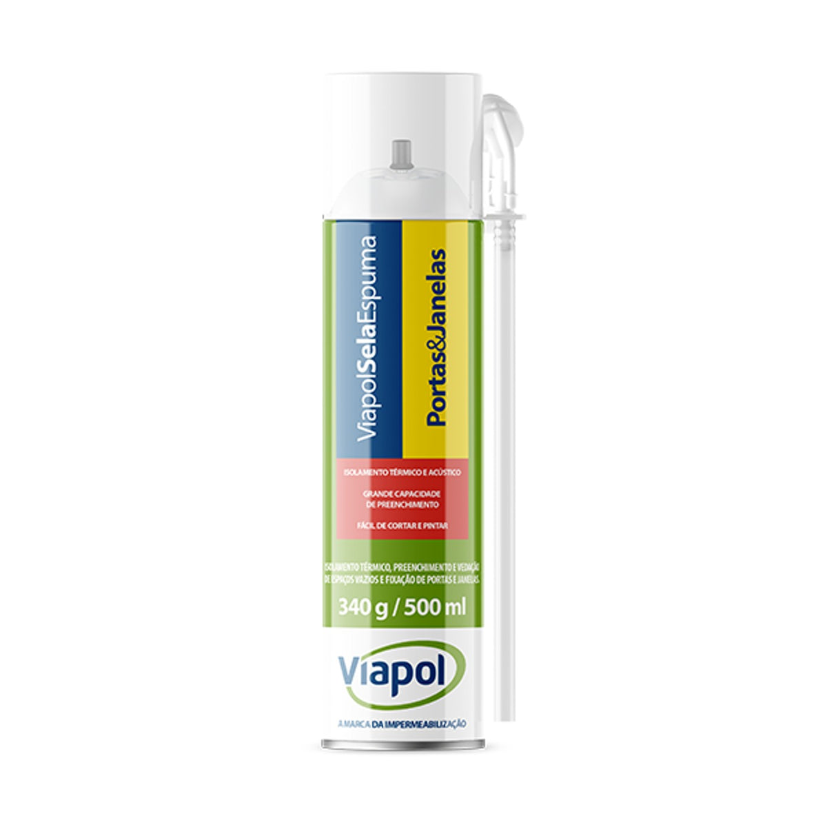 ViapolSela Espuma Viapol poliuretano em aerosol de 340 g para vedar esquadria, ar-condicionado e tubo