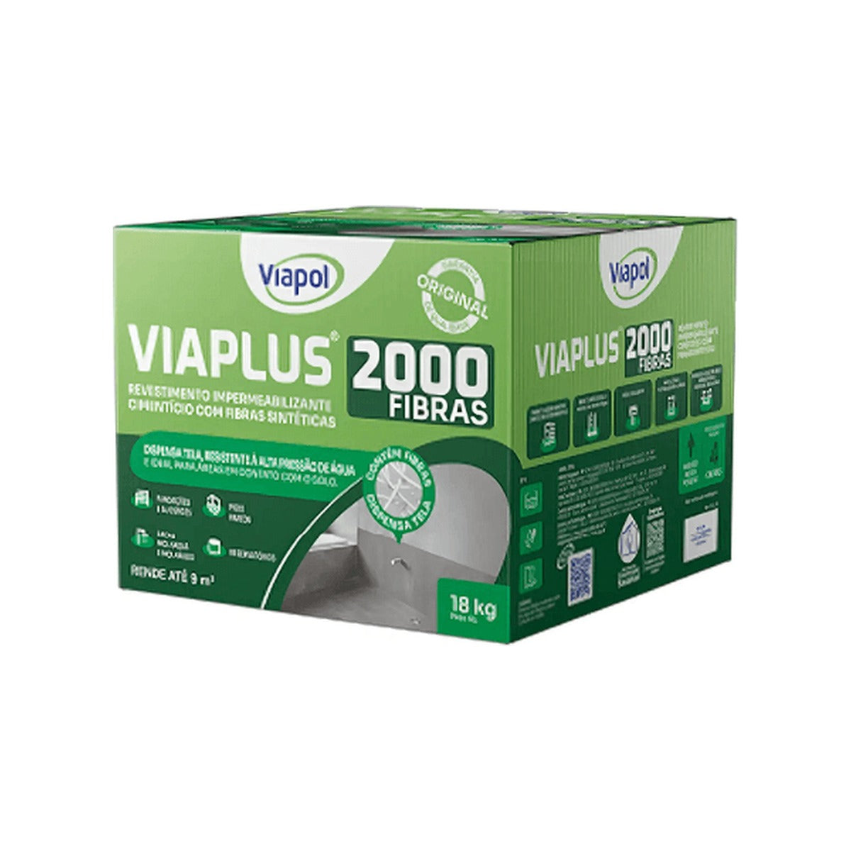 Argamassa impermeabilizante Viaplus 2000 Fibras semiflexível 18 kg