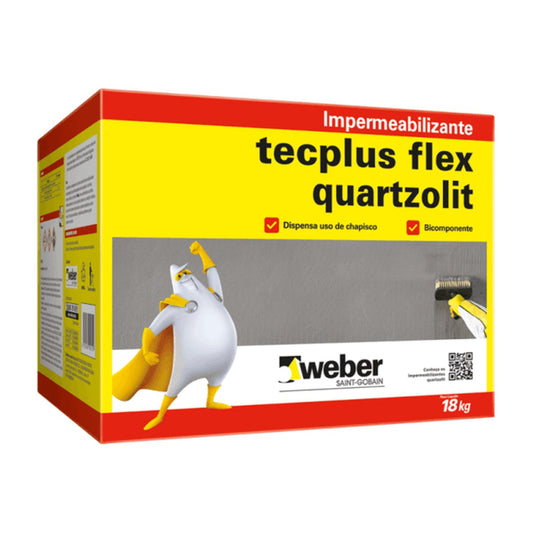Argamassa polimérica flexível Tecplus Flex Quartzolit para área úmida 18 kg