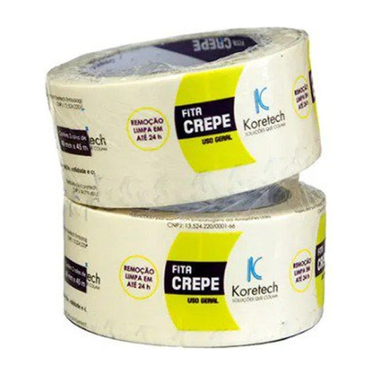 Fita crepe Koretech para mascaramento e fixação leve 48 mm x 45 m