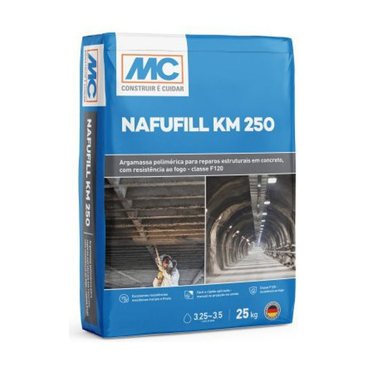 Argamassa estrutural Nafufill KM 250 resistente ao fogo para reparo de concreto 25 kg