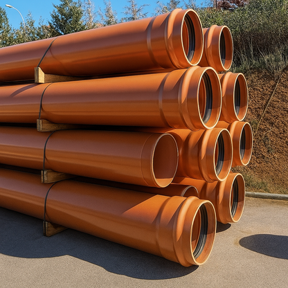 Tubo PVC Coletor Esgoto Ocre JEI DN250/DE250 BARRA 6 METROS NBR 7362