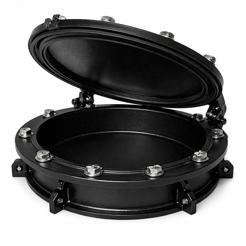 TAMPÃO DE FERRO FUNDIDO ESTANQUE 600 MM COM VEDAÇÃO E PARAFUSO CL. 125