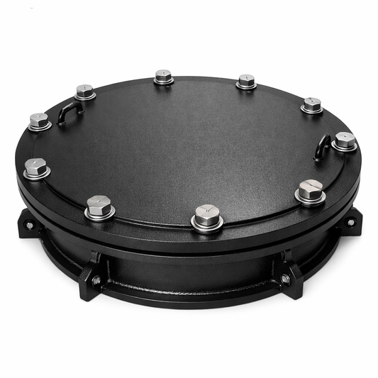 TAMPÃO DE FERRO FUNDIDO ESTANQUE 600 MM COM VEDAÇÃO E PARAFUSO CL. 125