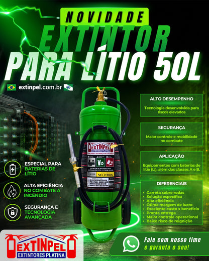 Extintor para Baterias de Lítio EXTINPEL 50 Litros (Carreta)