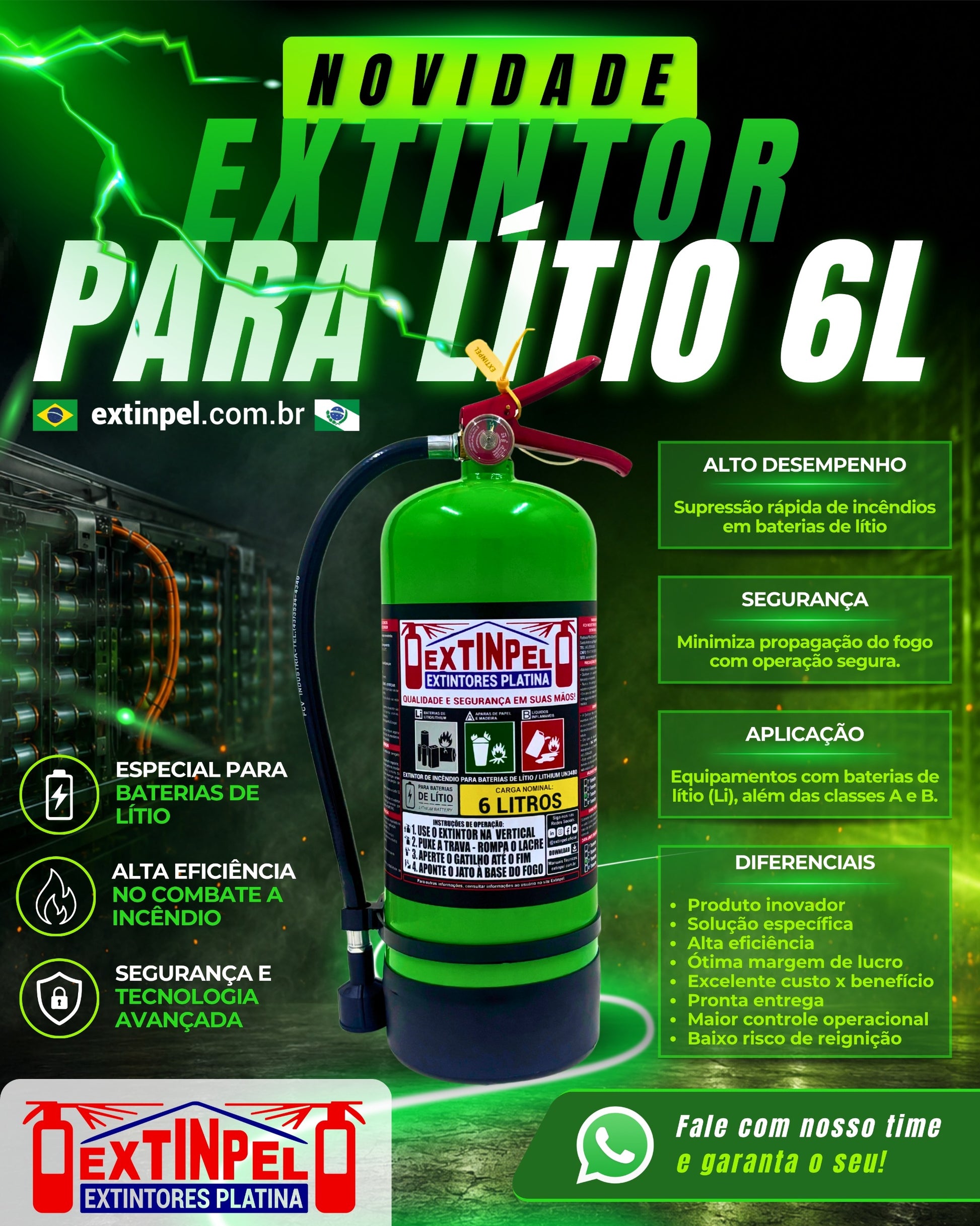 Extintor para Baterias de Lítio EXTINPEL 6 Litros