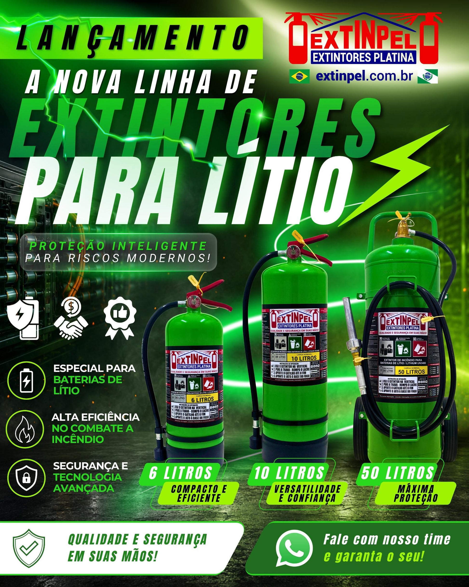 Linha completa Extintor para Lítio EXTINPEL