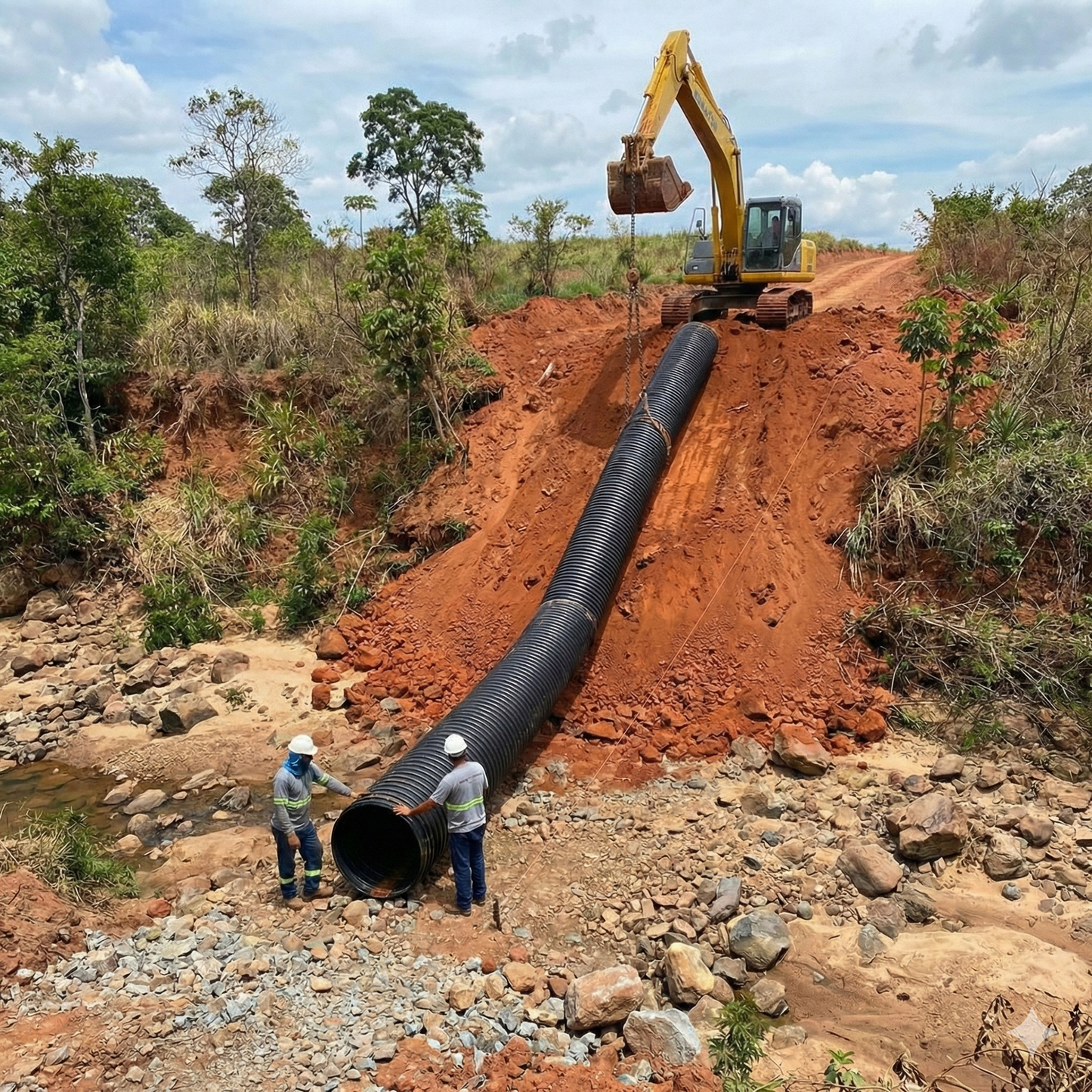 Tubo Corrugado  PEAD Dupla Parede 400mm SN4 barra 6 metros - Perfurado