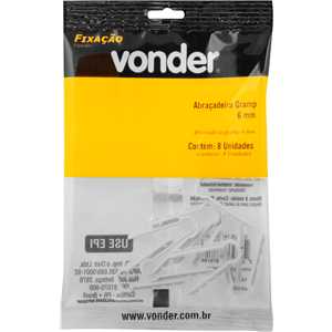 Abraçadeira grampo, 6 mm, branca, com 8 peças, VONDER